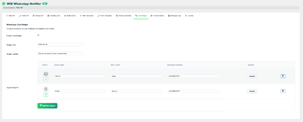 Chat Widget Admin